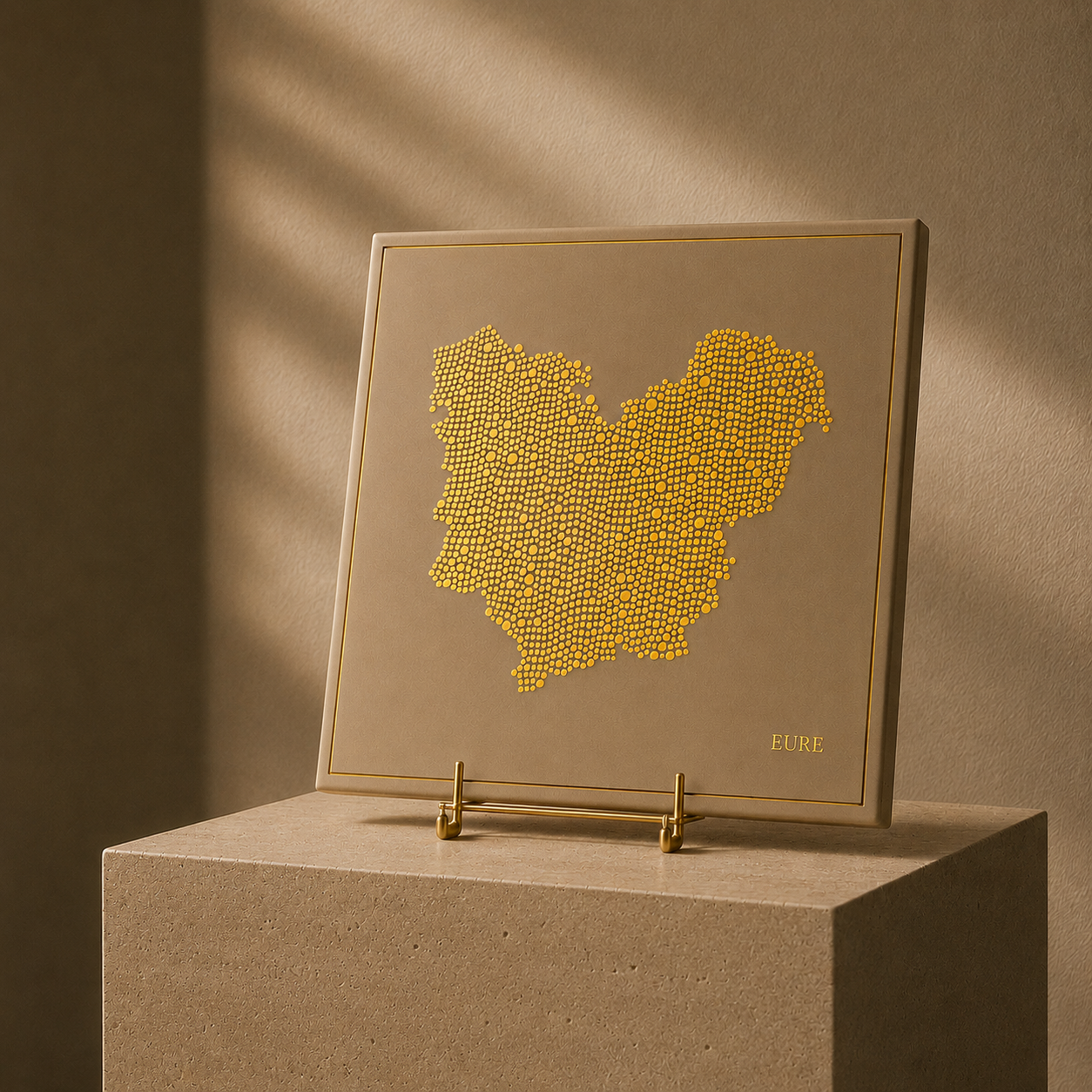 Ceramic tile - Eure in gold with inscription / Thomas Bertrand Paris
