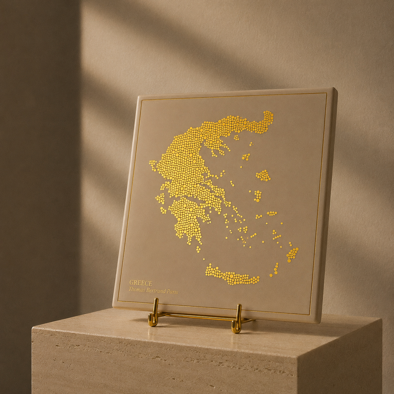 ceramic tile - Greece in gold with inscription / Thomas Bertrand Paris