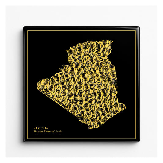 Carreau de faïence noir - Algérie en or avec inscription / Thomas Bertrand Paris