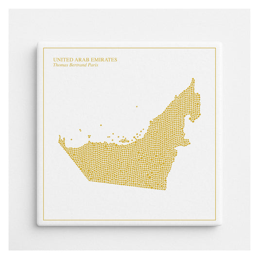 Carreau de faïence - Emirats Arabes Unis en or avec inscription / Thomas Bertrand Paris