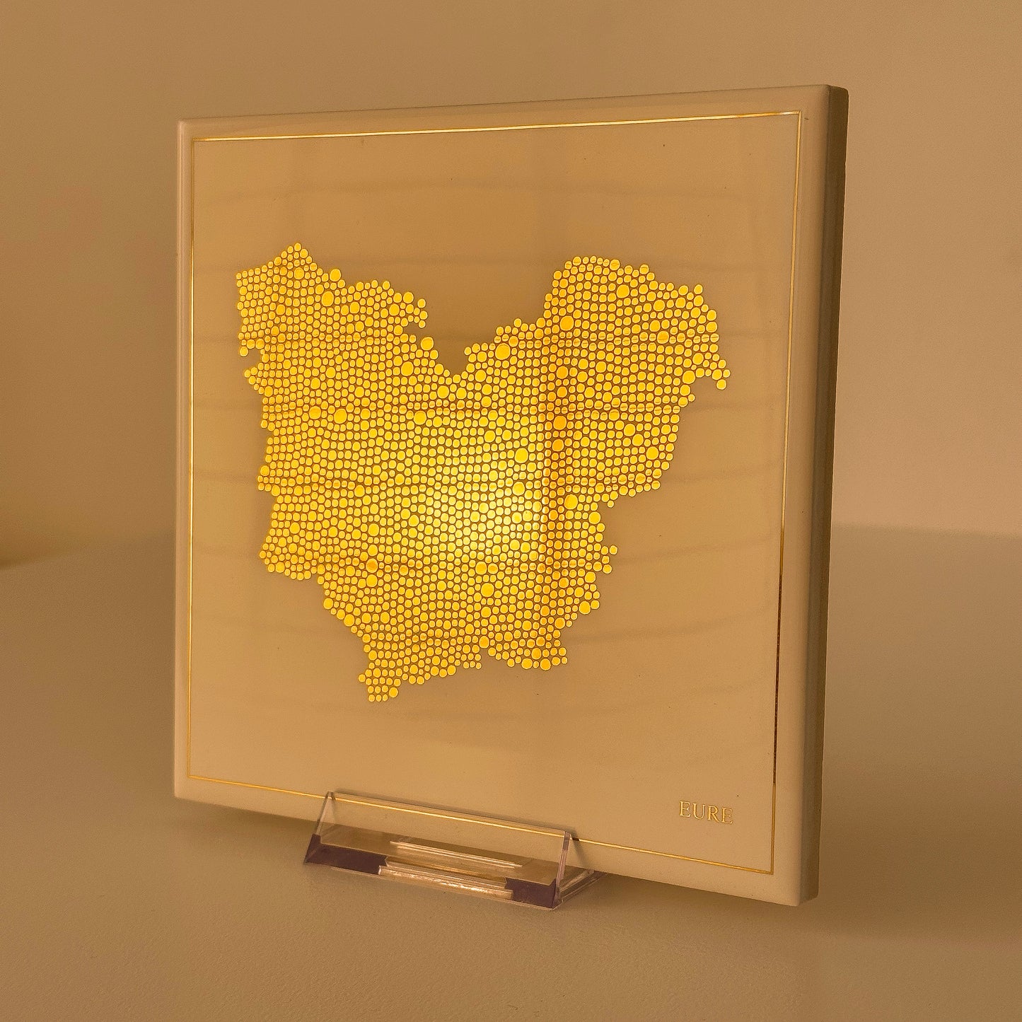 Ceramic tile - Eure in gold with inscription / Thomas Bertrand Paris