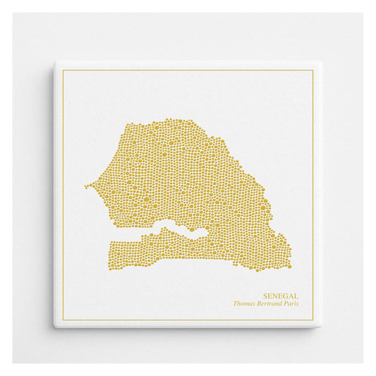 Carreau de faïence - Sénégal en or avec inscription / Thomas Bertrand Paris